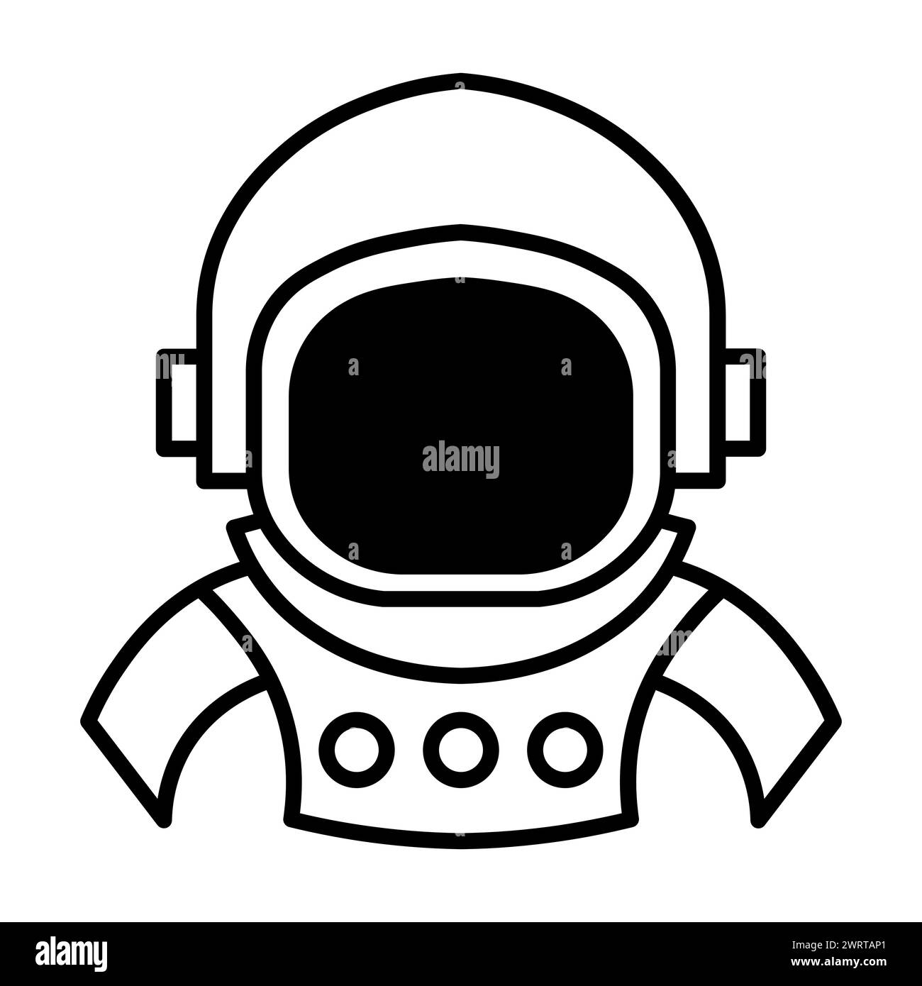 black vector astronaut icon on white background Stock Vector