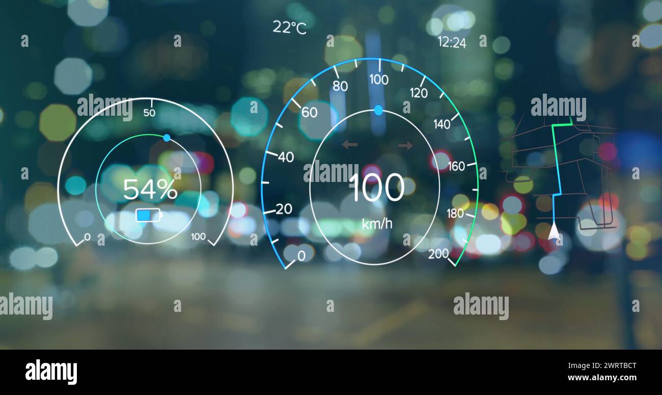 Speedometer Numbers Image of changing numbers in speedometers and navigation pattern over ...