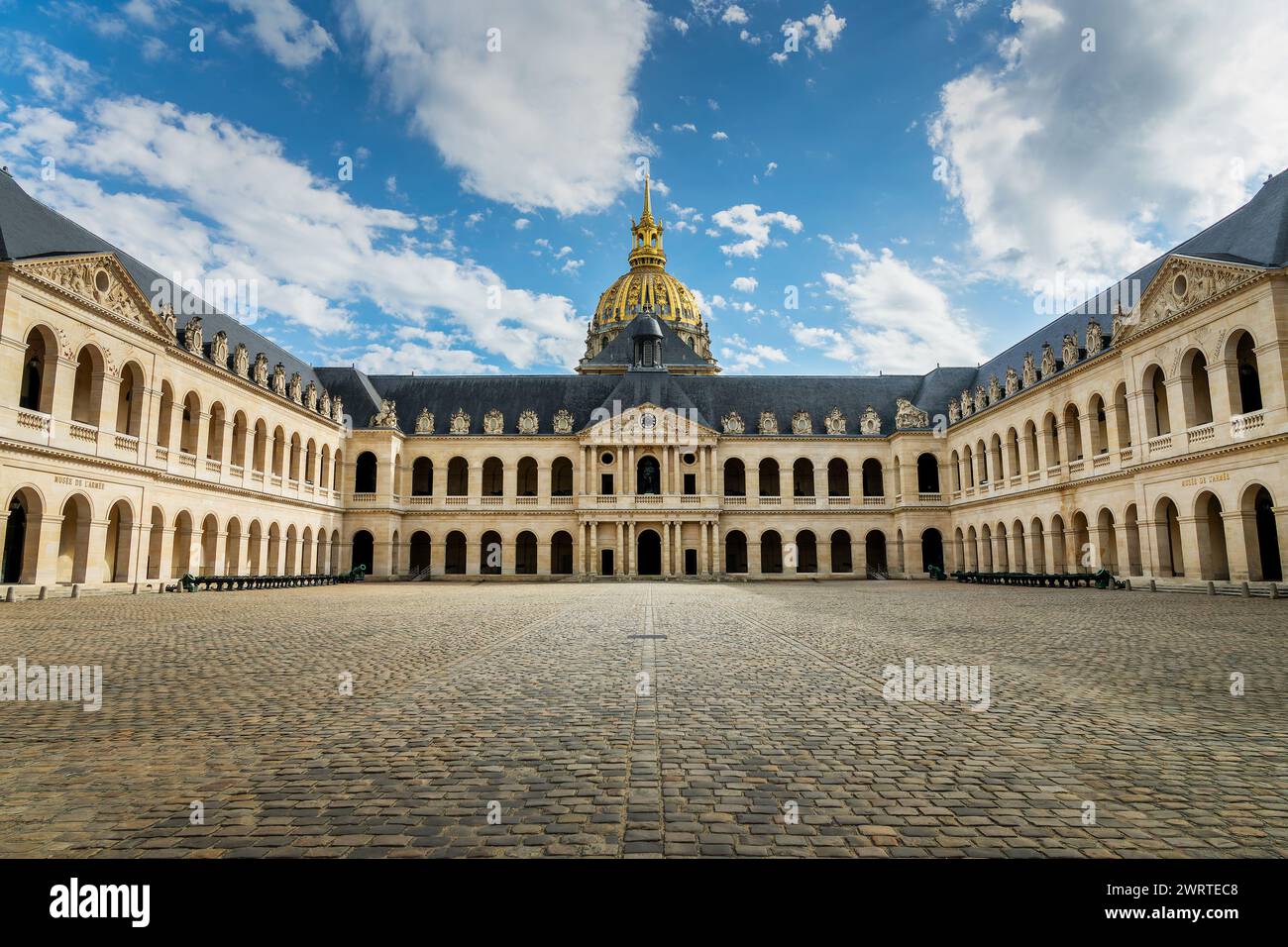 Court of honor of the Hotel des Invalides, famous monument in Paris, France Stock Photo