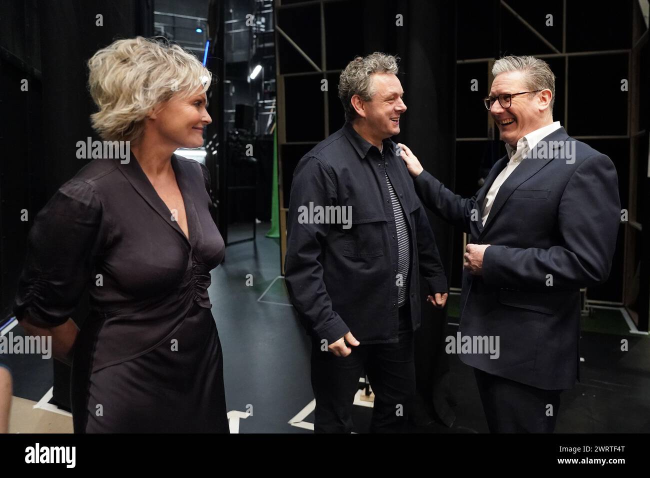 Sheen Workshops Labour leader Sir Keir Starmer (right) meets Sharon Small and Michael ...
