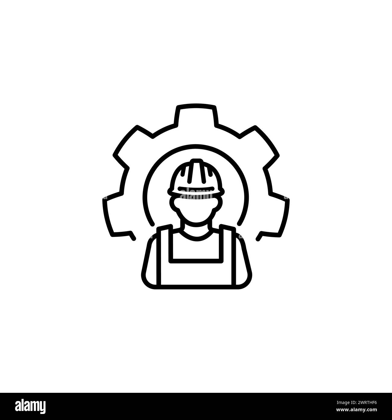 Service Icon Vector Male Person Worker Avatar Profile with Gear Cog Wheel for Engineering Support Stock Vector