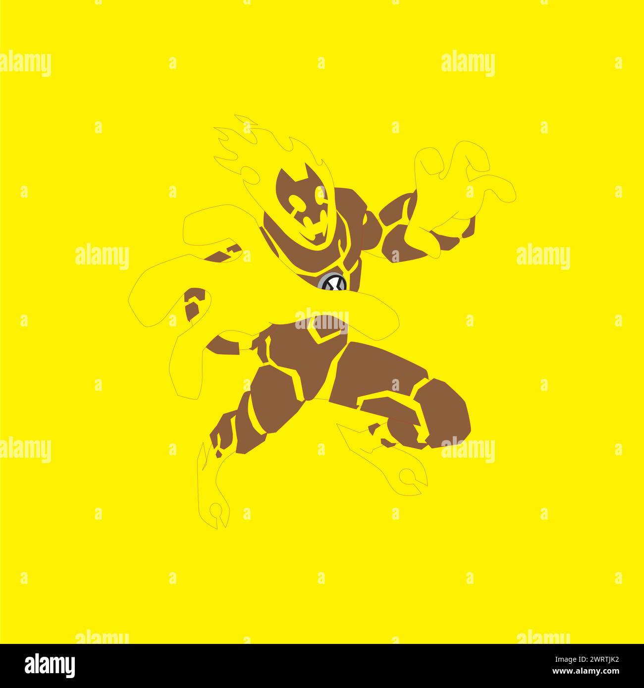 ben 10 character heatblast cartoon vector illustration fun art Stock
