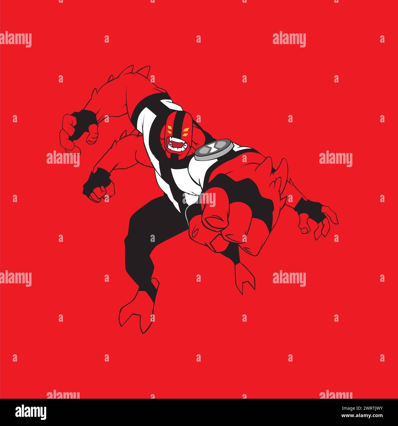 ben 10 character four arms cartoon vector illustration fun art Stock
