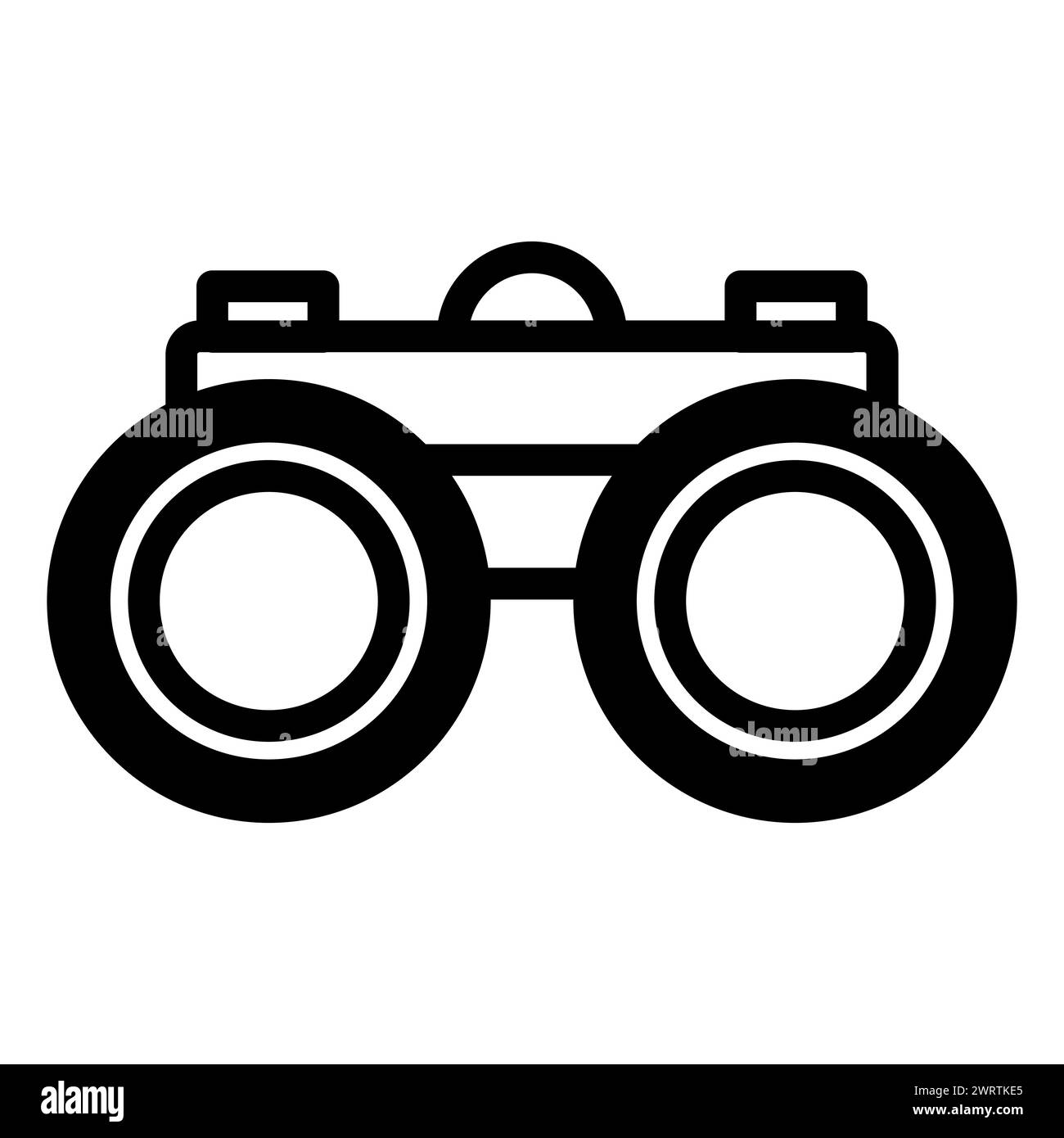 black vector binoculars icon on white background Stock Vector
