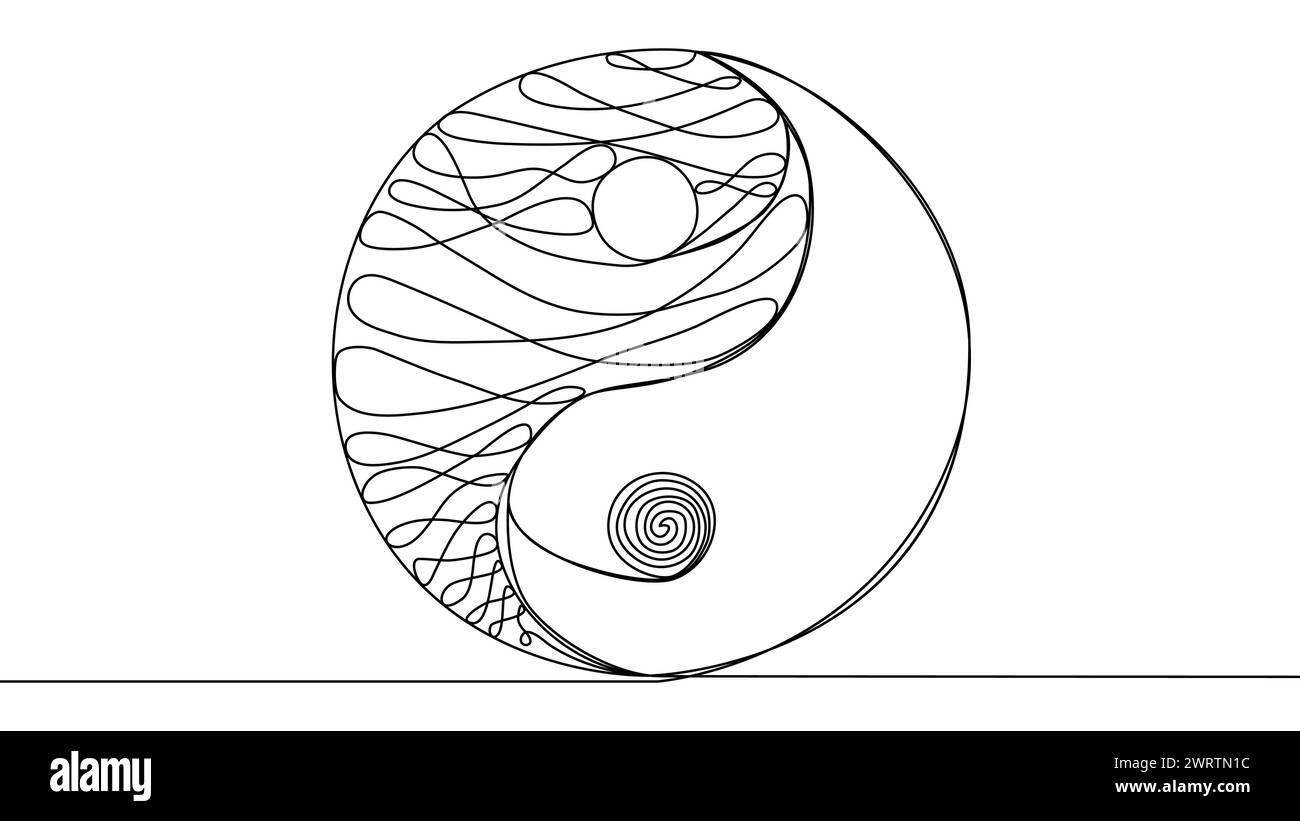 Self-drawing Yin Yang symbol of harmony and balance Stock Vector Image