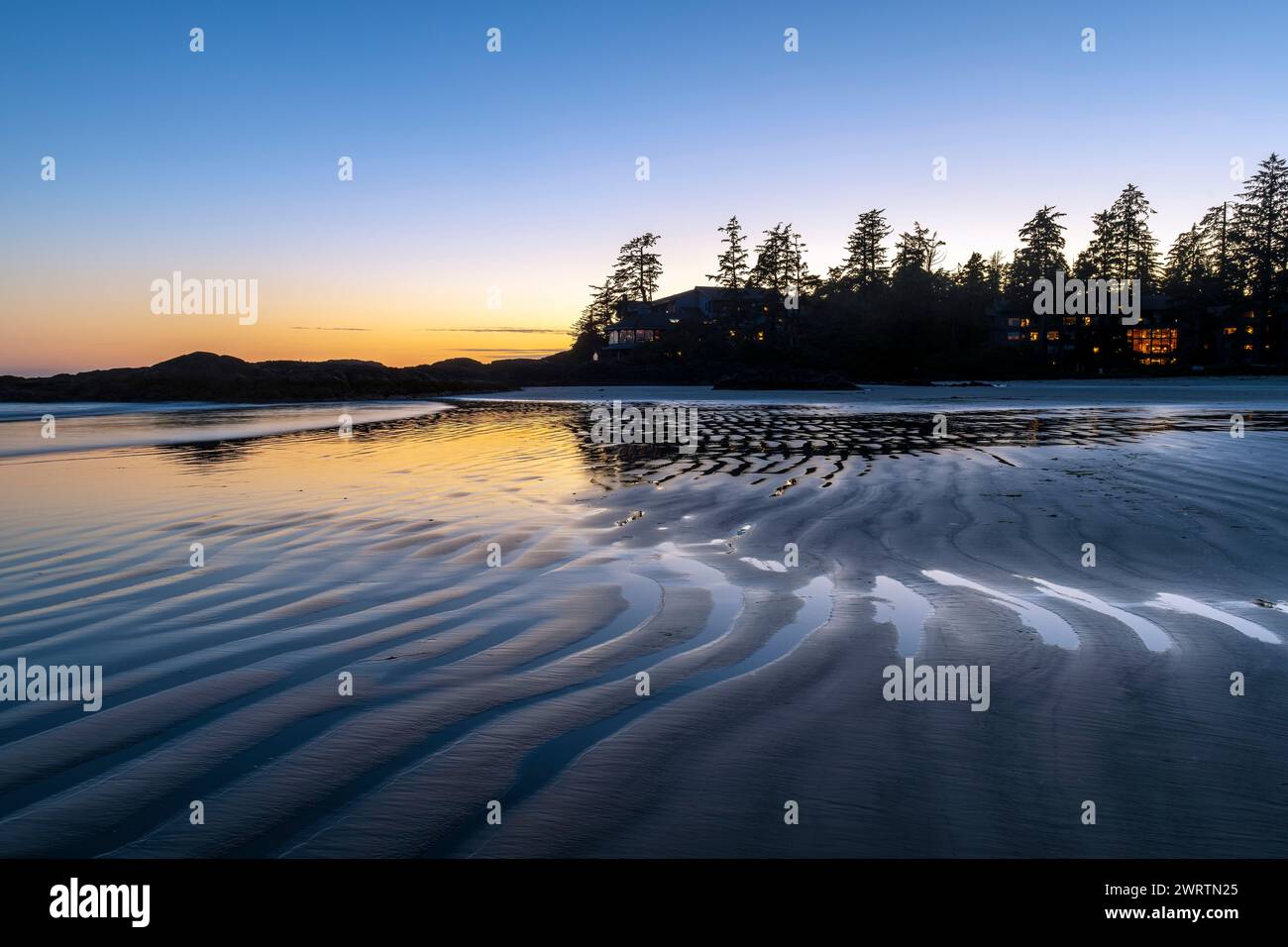 Chesterman Beach sunset, Tofino, British Columbia, Canada. Stock Photo