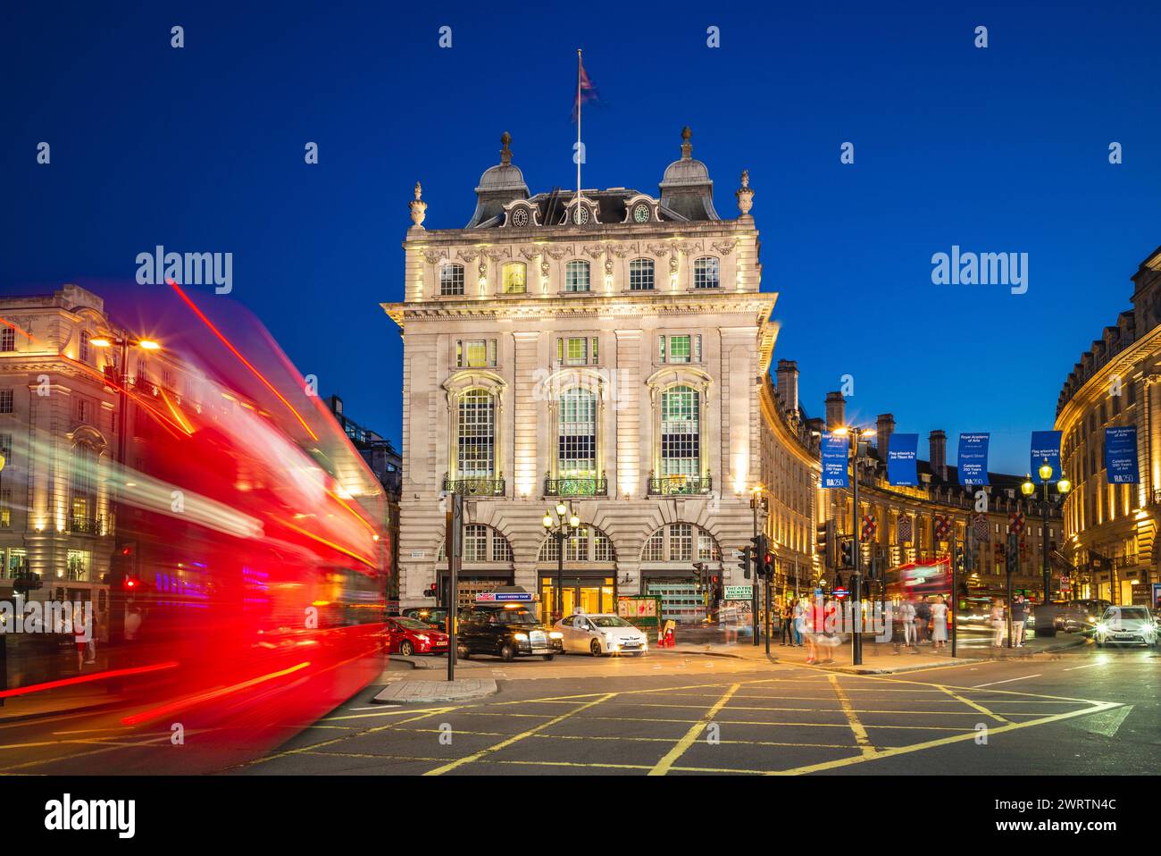 July 3, 2018: Night view of piccadilly circus, a road junction and public space located in the City of Westminster, London, UK, and was built in 1819 Stock Photo