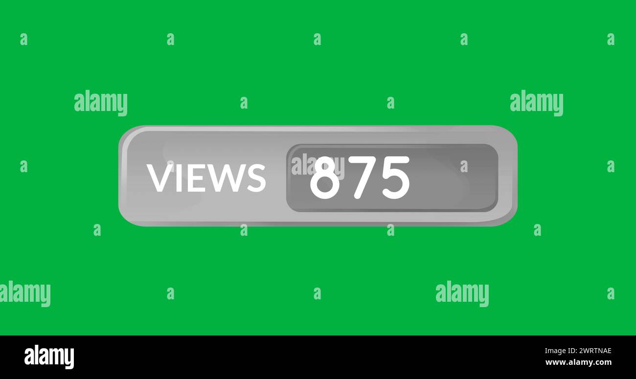 Digital image of a grey box containing numbers of views increasing on a