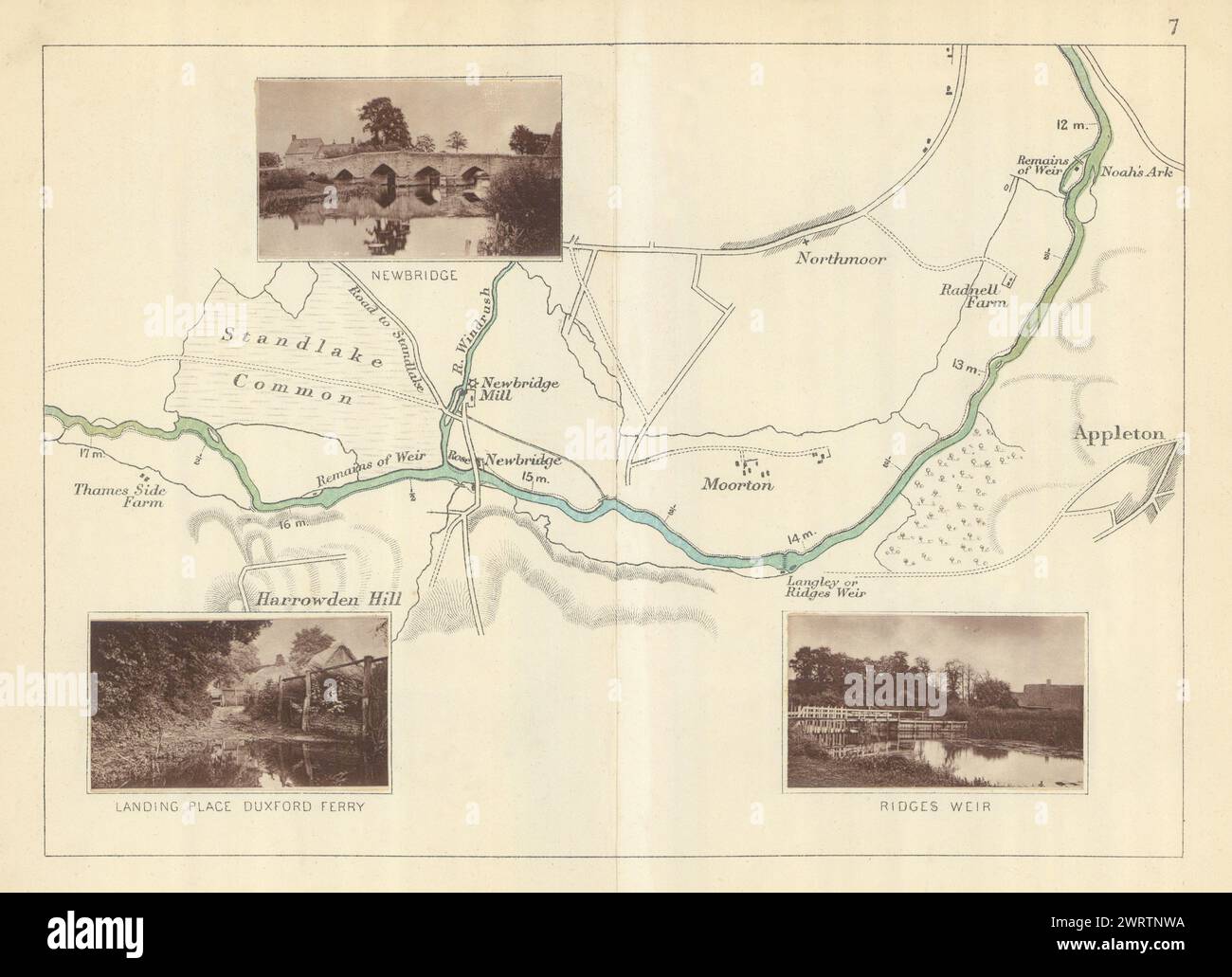 RIVER THAMES - Northmoor Appleton Newbridge Duxford Ridge's Weir. TAUNT 1879 map Stock Photo