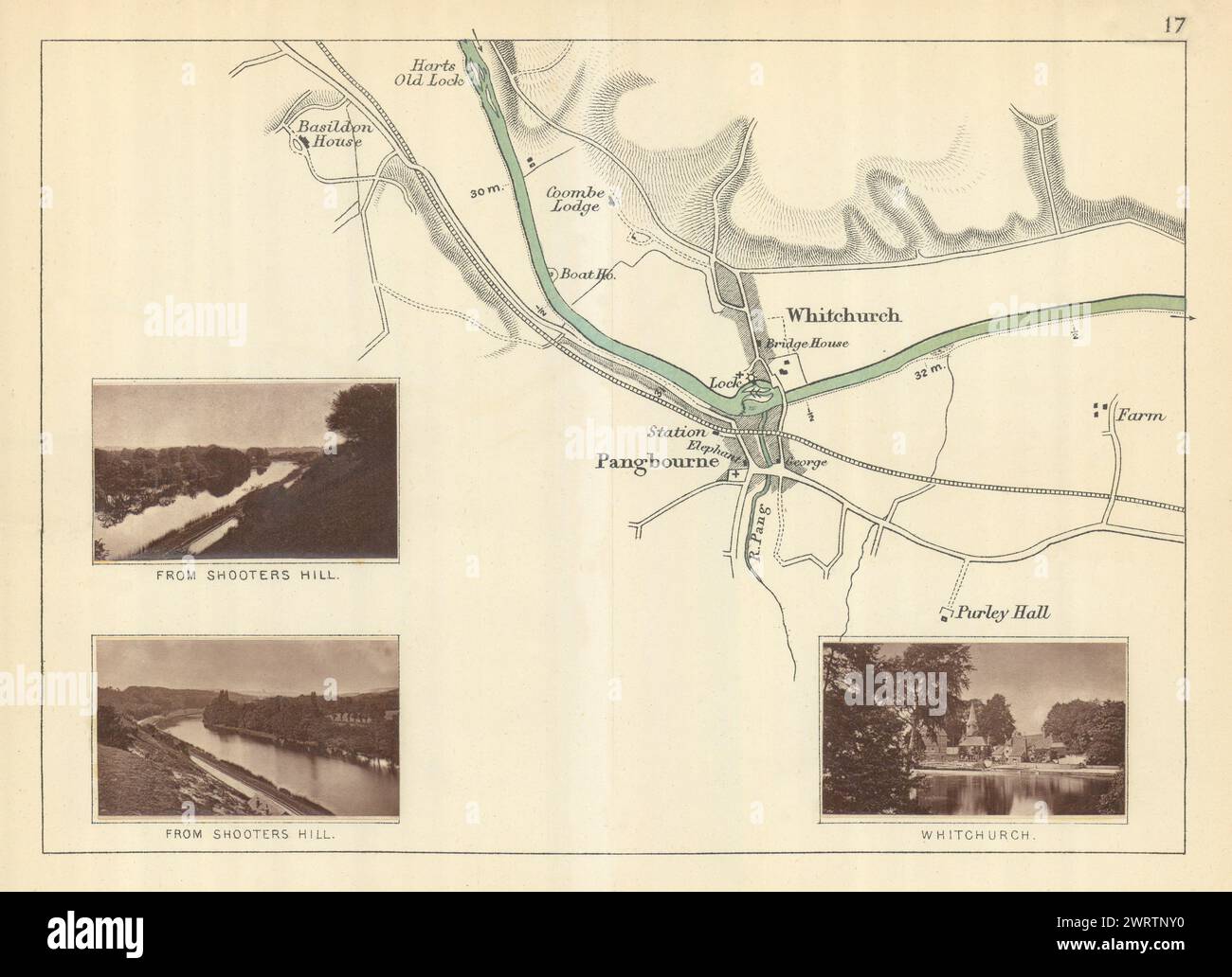 Old river thames map hi res stock - River Thames Pangbourne Whitchurch Shooters Hill Taunt 1879 Old Map 2WRTNY0