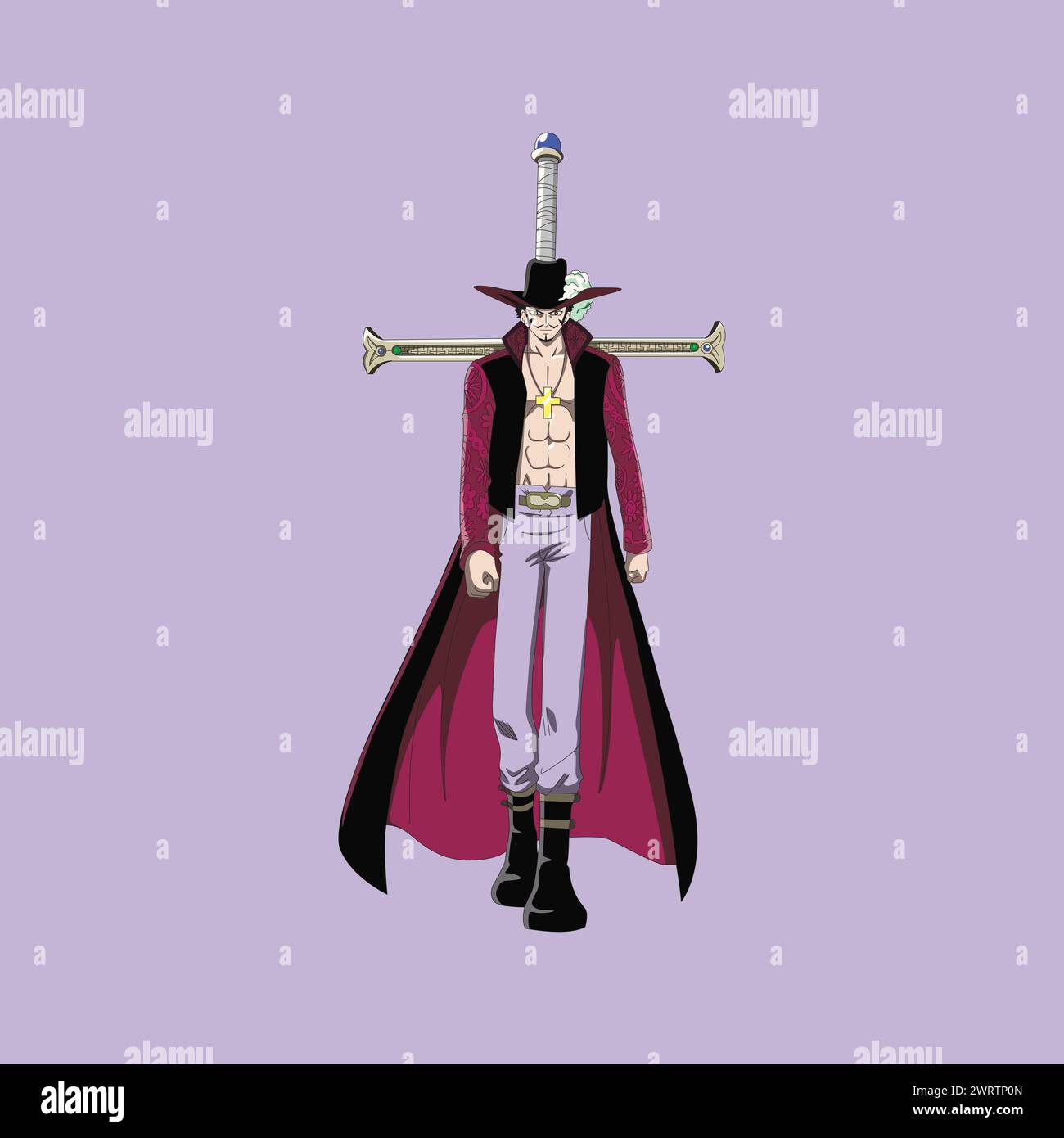 One Piece anime character dracule mihawk strongest swordsman straw hat