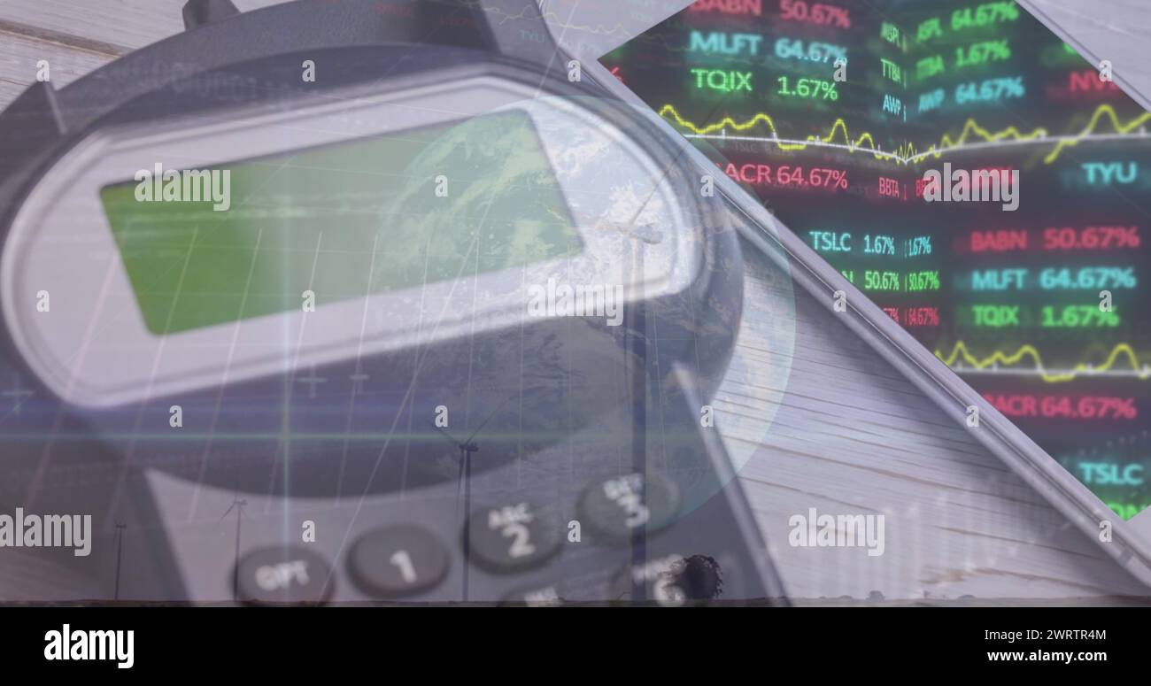 Image of financial data processing over payment terminal Stock Photo ...