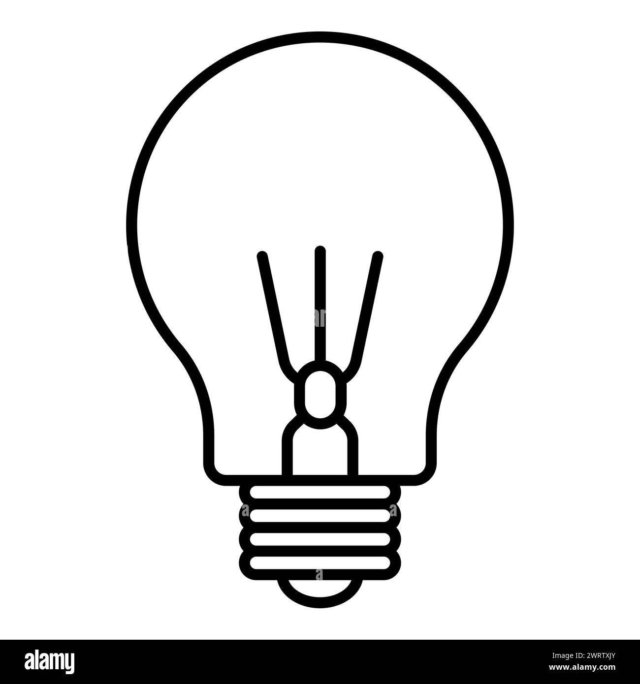 black vector light bulb icon on white background Stock Vector Image ...