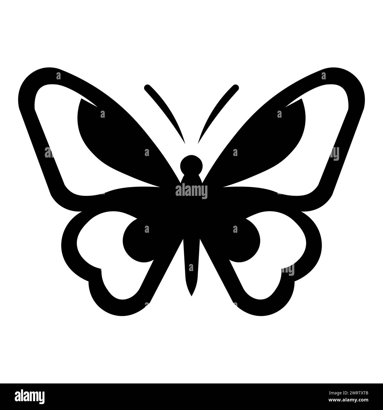 black vector butterfly icon on white background Stock Vector Image ...