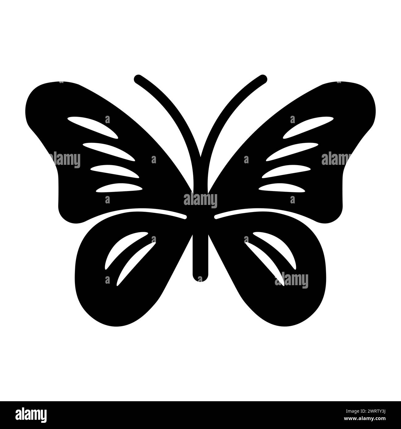 black vector butterfly icon on white background Stock Vector Image ...