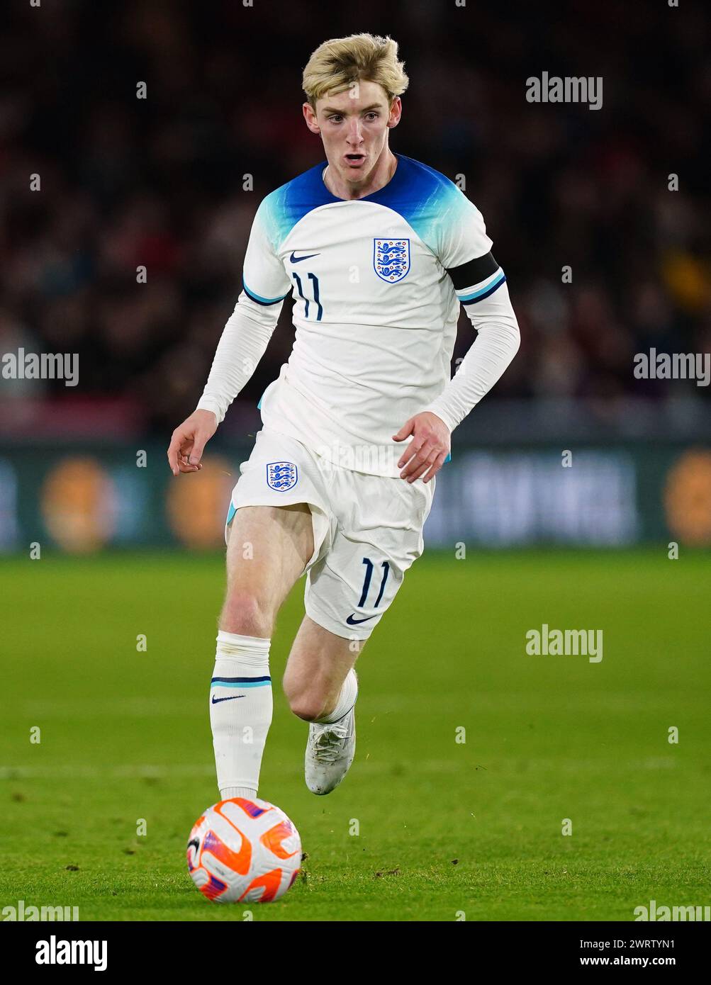 File photo dated 27/09/22 of Anthony Gordon. Jarrad Branthwaite and Anthony Gordon have received their first England call-ups but there was no place for Kalvin Phillips in Gareth Southgate’s last squad before making his Euro 2024 selection. Issue date: Thursday March 14, 2024. Stock Photo