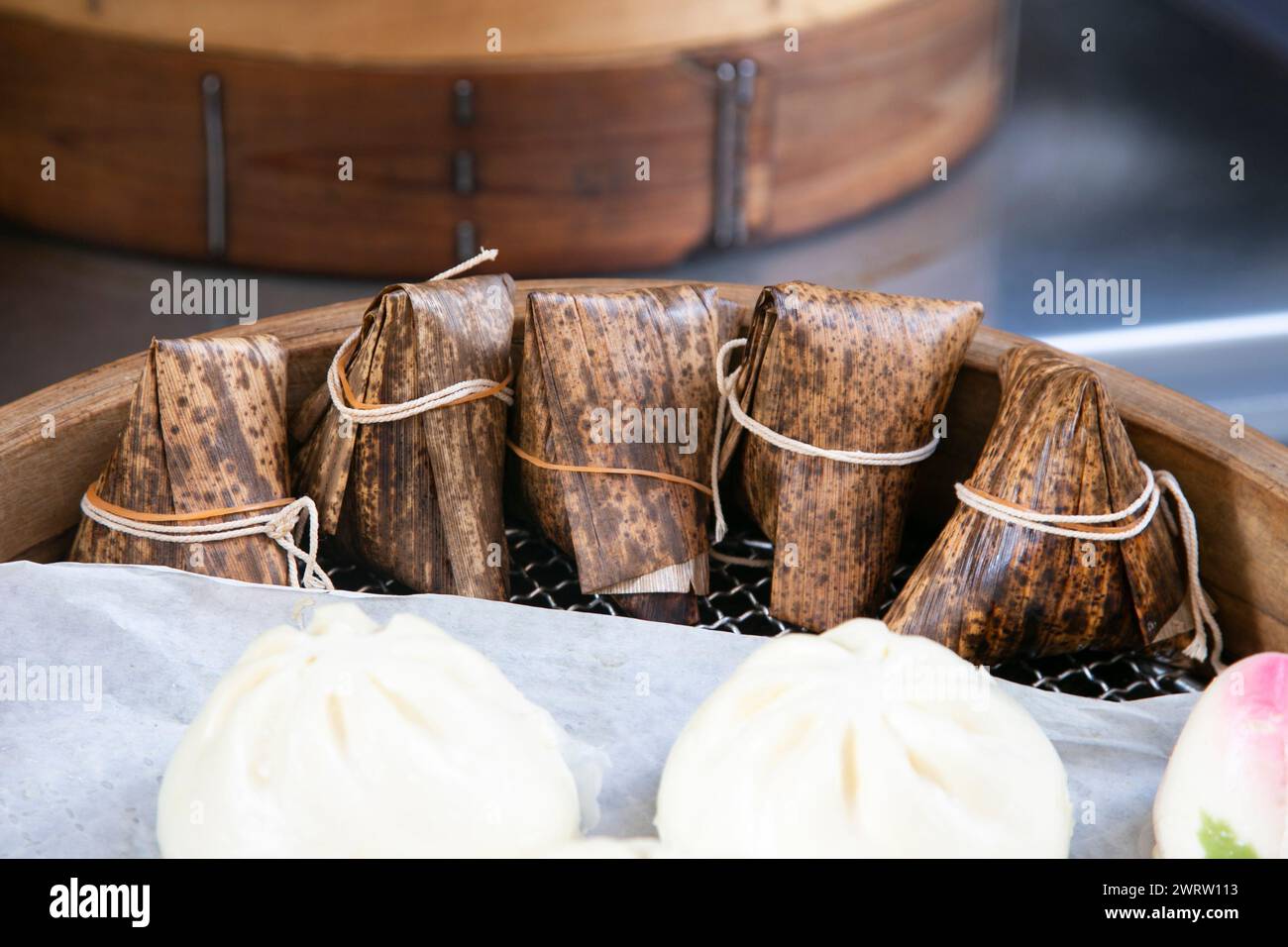 Zong zong zi or stuffed rice in a chinese street food stand in Kobe ...