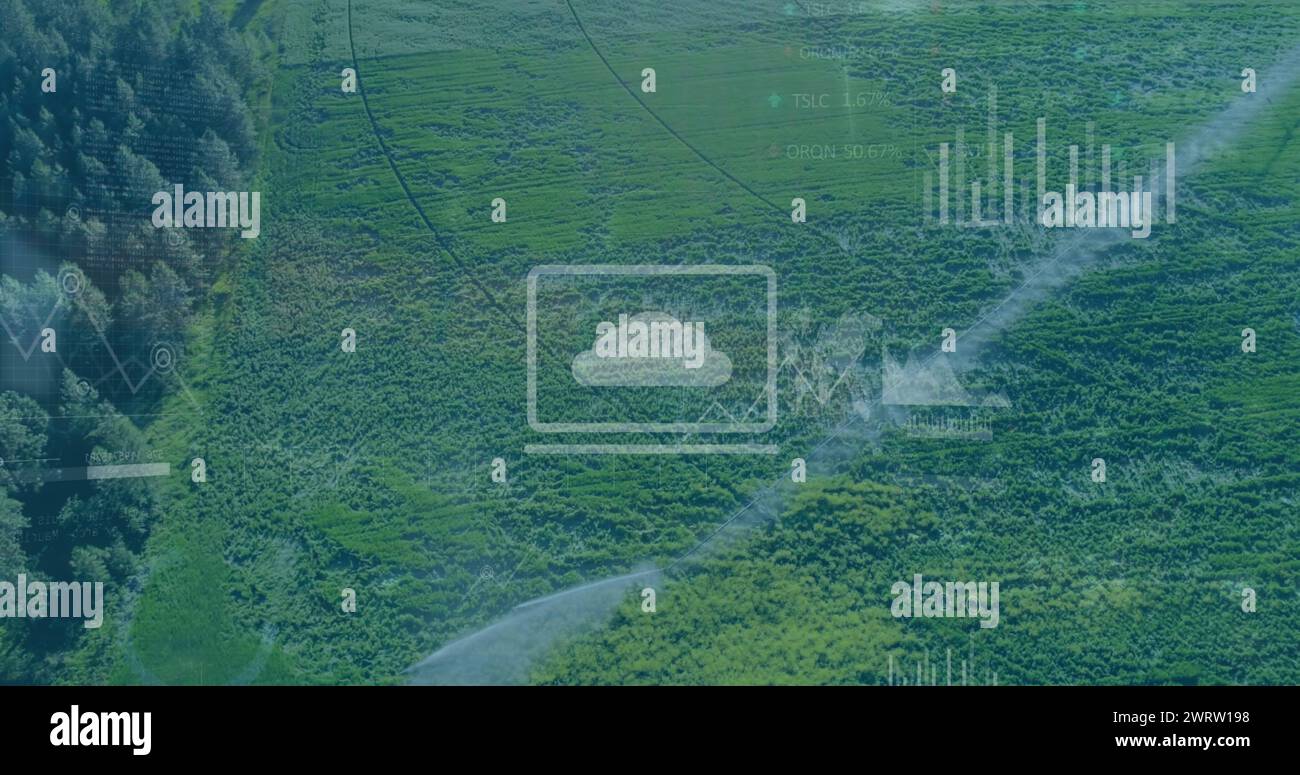Image of data processing over landscape Stock Photo - Alamy