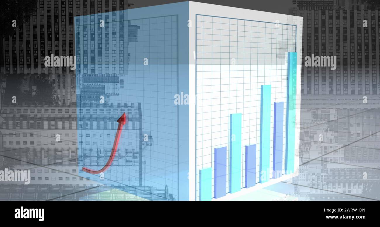 Image of financial graphs moving over rotating box Stock Photo - Alamy