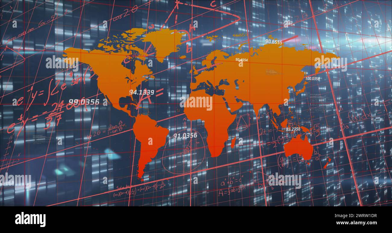 Image of data processing over world map Stock Photo - Alamy