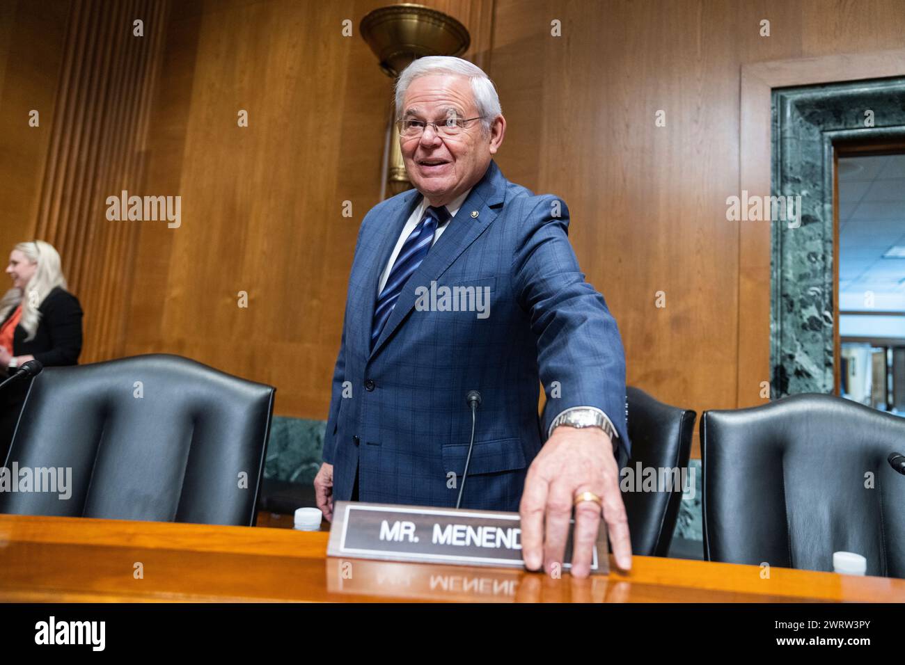 UNITED STATES MARCH 14 Sen. Bob Menendez, DN.J., arrives for the Senate Finance Committee