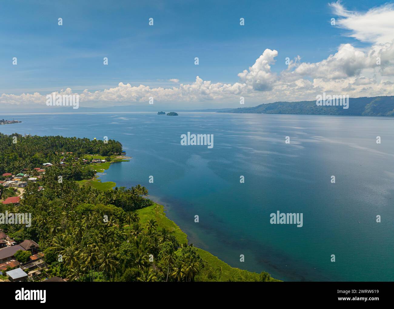 Lake Lanao in Lanao del Sur. Blue sky and clouds. Mindanao, Philippines. Travel concept. Stock Photo