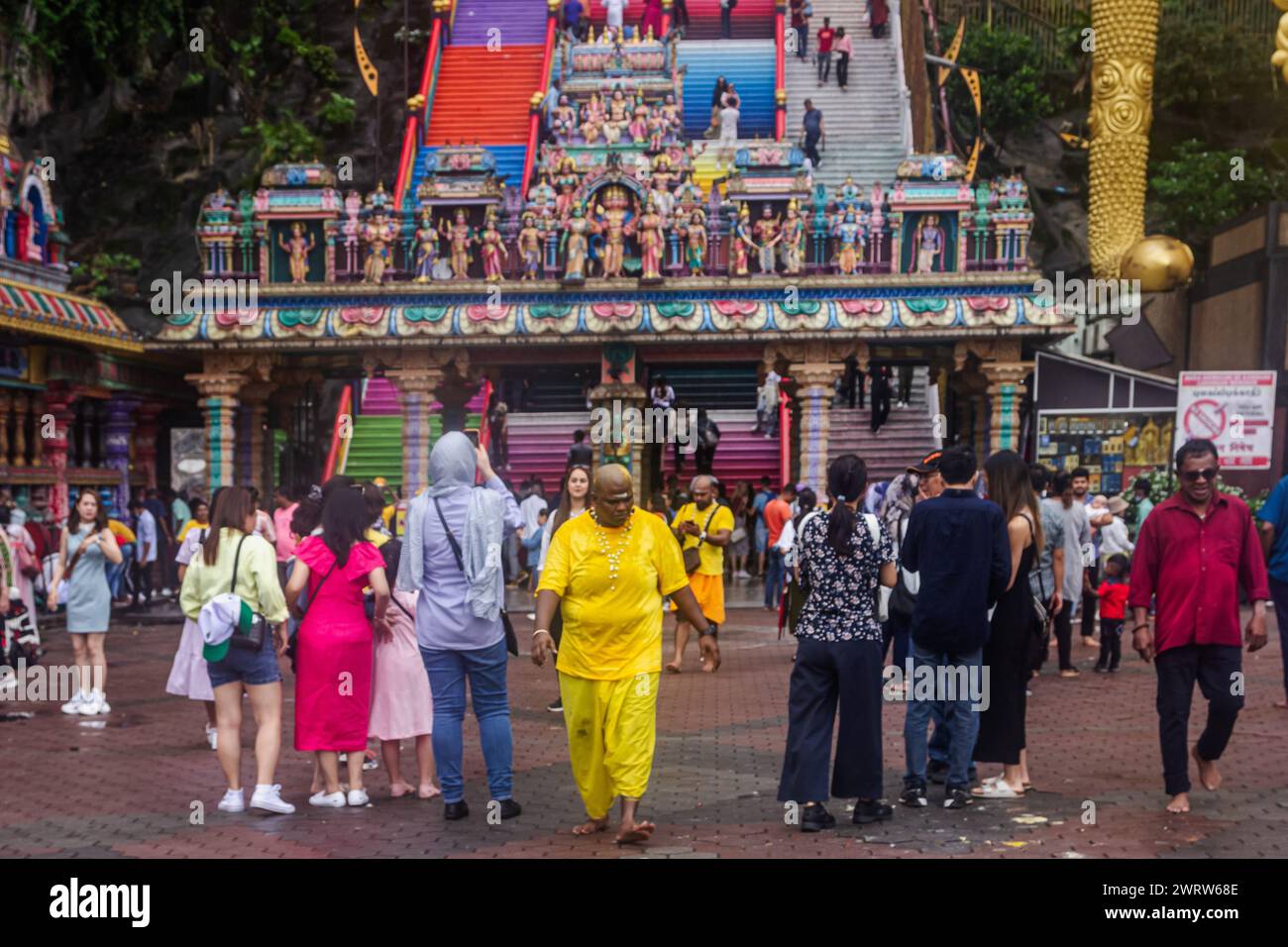 Batu Caves, Kuala Lumpur, Malaysia - 24 January, 2023 : Batu Caves, Hindu Temple with colorful stairs.  Batu Caves is also known as Murugan Temple Stock Photo