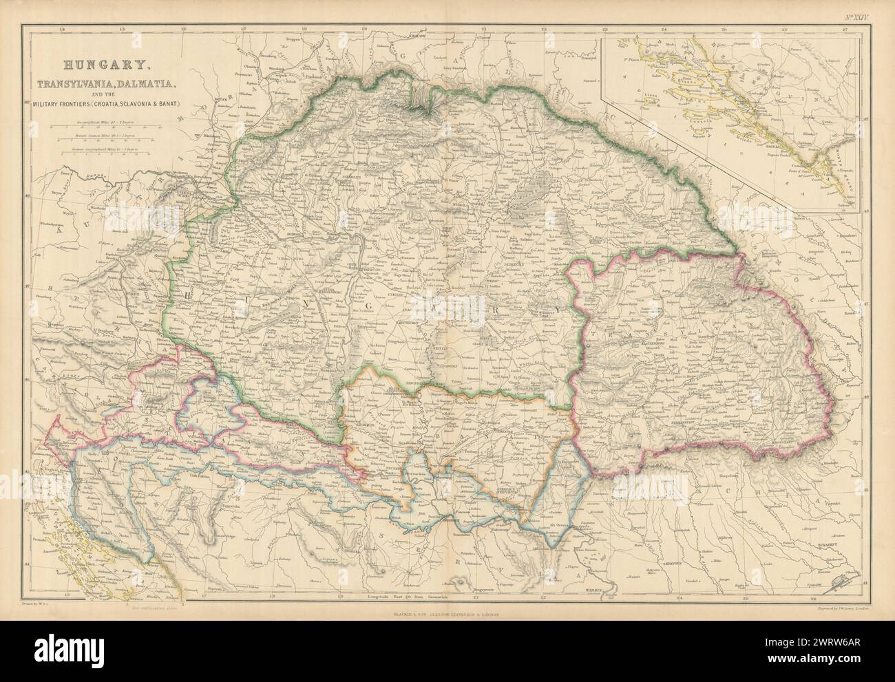 Hungary, Woiwody of Servia & Temes Banat, Transylvania, Croatia… LOWRY 1860 map Stock Photo