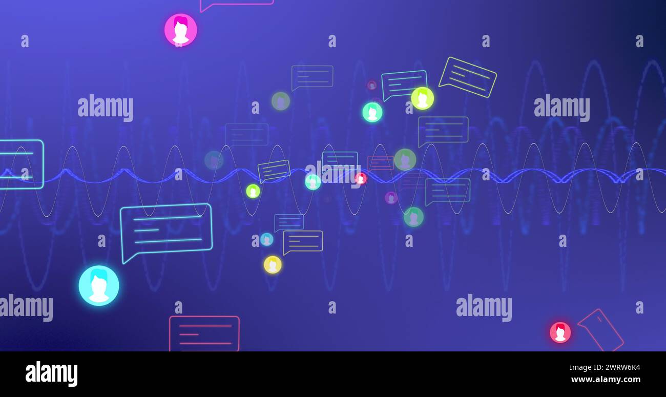 Image of digital icons and networks of connections Stock Photo