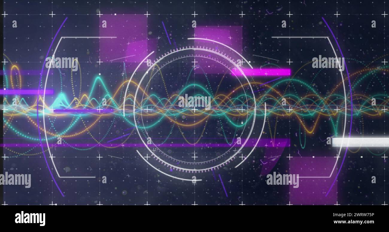 Image of scope scanning over network of connections and and people ...