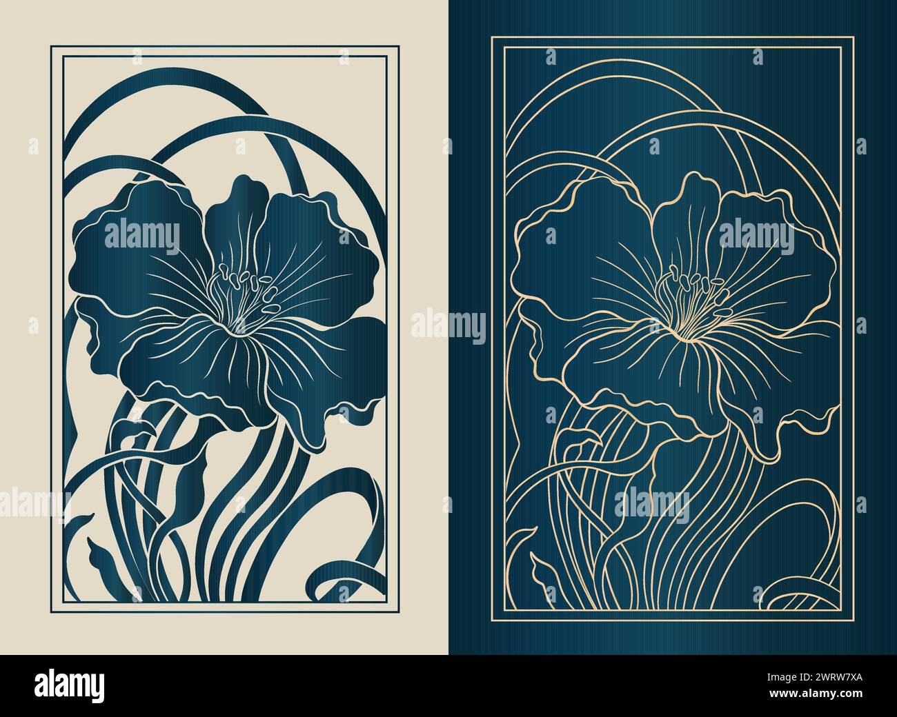 Art Nouveau Style Flower Plant Motif Template 1920 1930 Years Vintage Art Nouveau Style Flower Plant Motif Template 1920 1930 Years Vintage