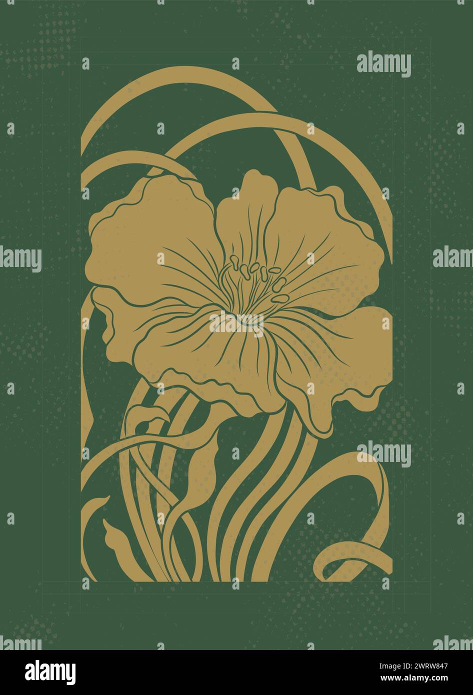 Art nouveau style flower plant motif template. 1920-1930 years vintage ...