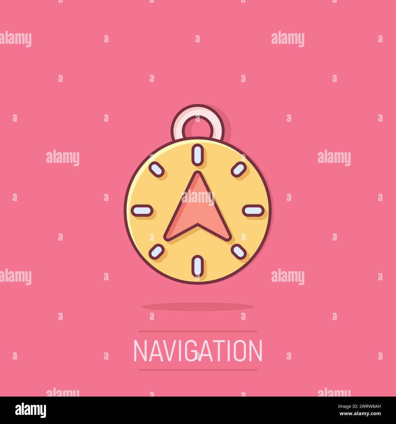 Compass icon in comic style. Navigation equipment cartoon vector ...