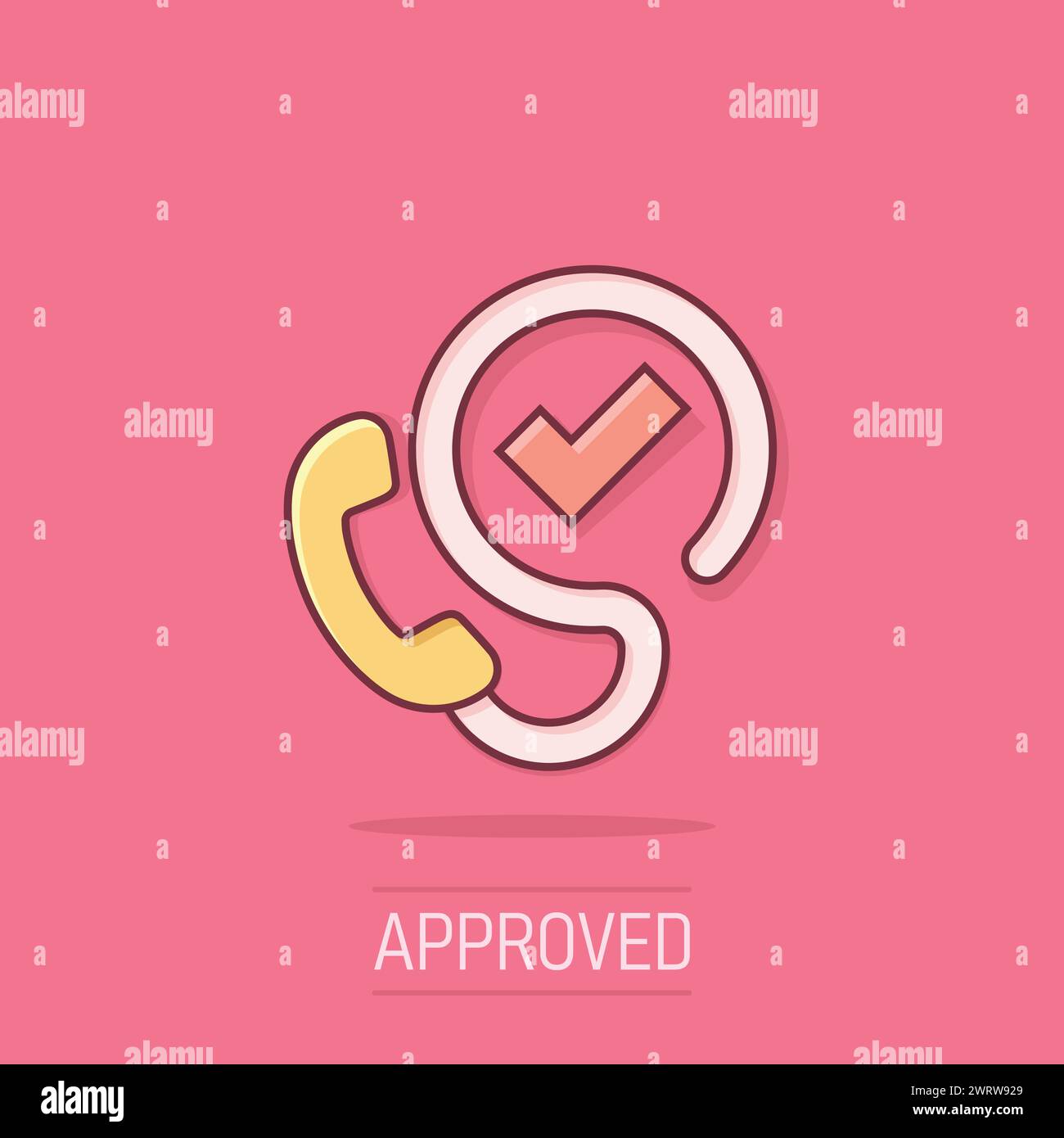 Phone check mark icon in comic style. Smartphone approval cartoon ...
