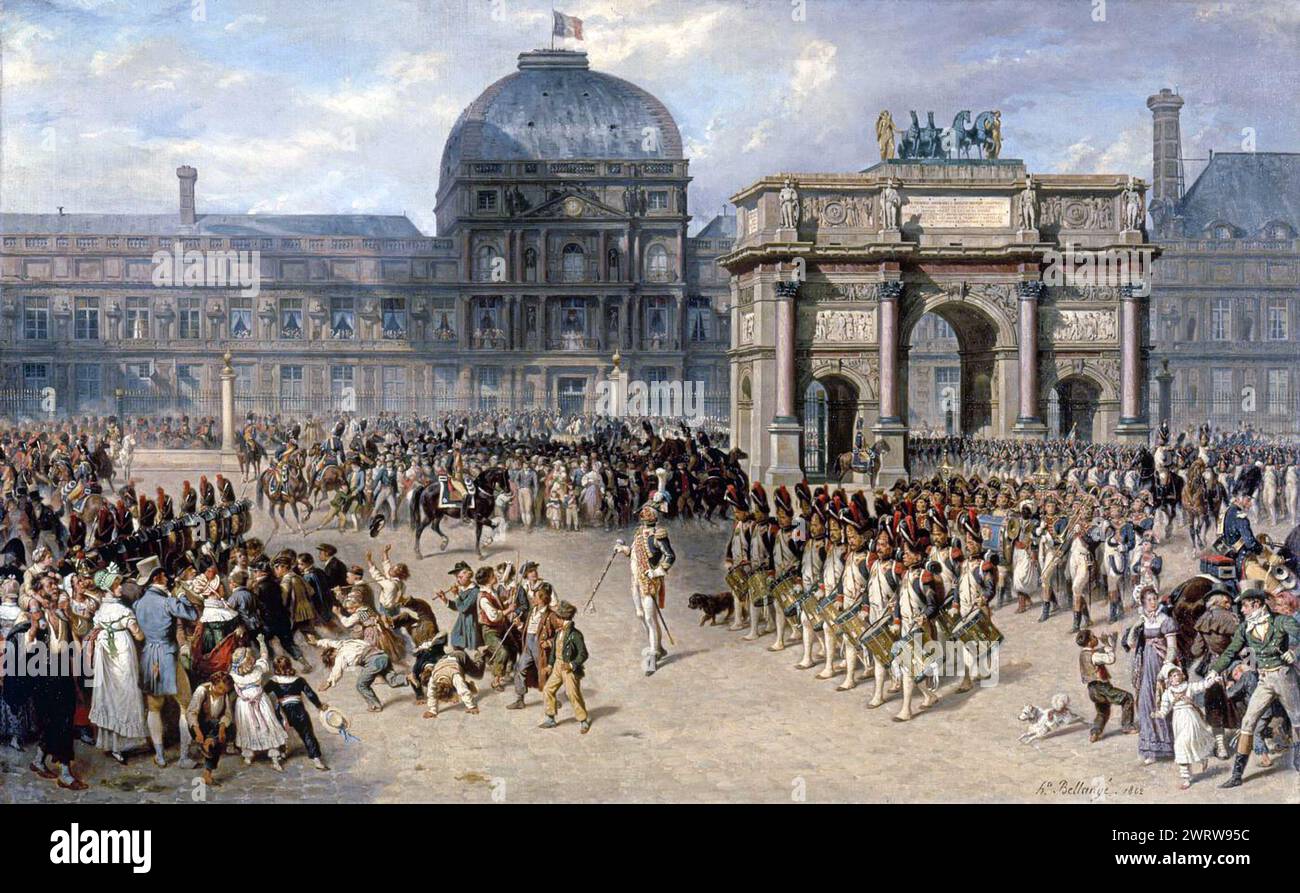Showing the troops, by Bellangé and Adrien Dauzats from 1862. Now at the Louvre. Hippolyte Bellangé Stock Photo