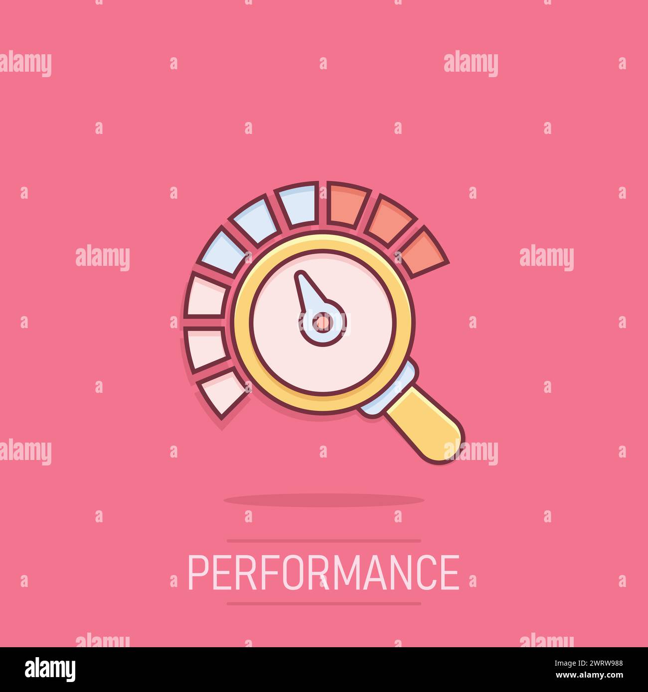 Risk meter icon in comic style. Rating indicator cartoon vector