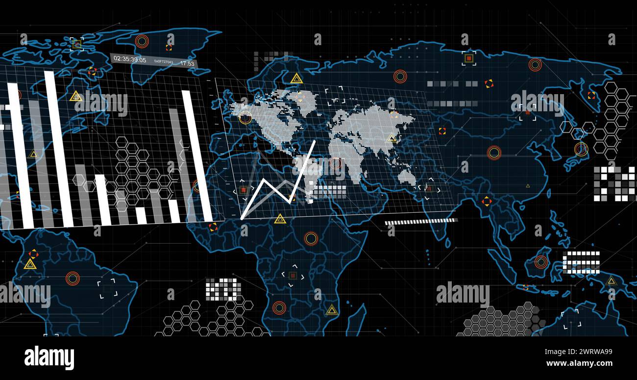 Networks connections over world map hi-res stock photography and images ...