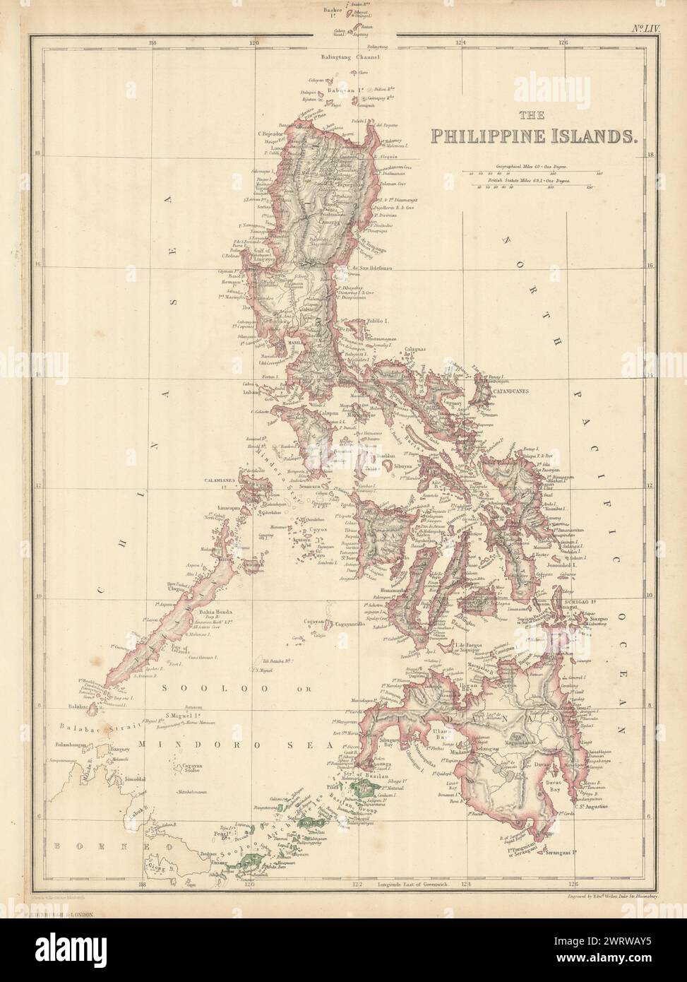 The Philippine Islands by Edward Weller. Philippines 1860 old antique map Stock Photo