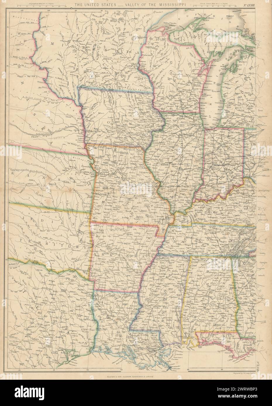 United States Valley of the Mississippi - United States Valley Of The Mississippi By Joseph Wilson Lowry Usa 1860 Map 2WRWBP3