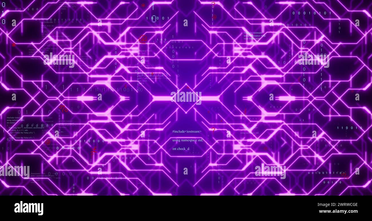 This image shows a digital interface with a binary coding moving over a ... image.