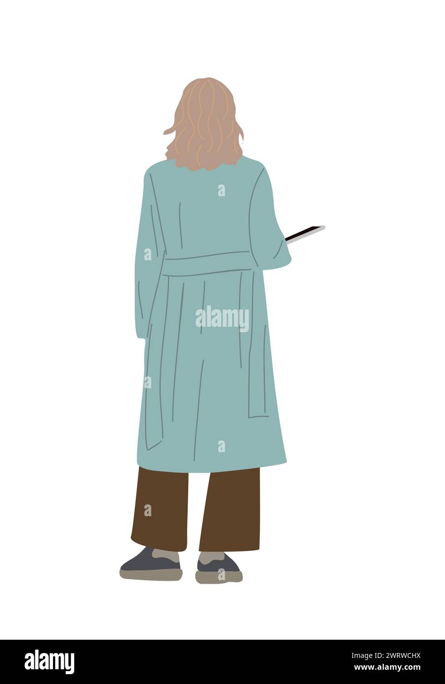 Woman standing rear view with digital tablet Stock Vector Image & Art ...