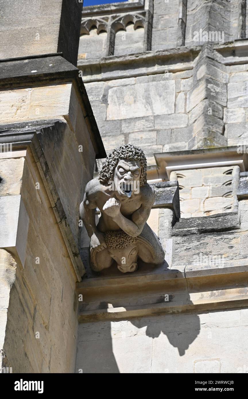 Gargoyles on the walls of Gloucester Cathedral whicchstands on College Green, Gloucester Stock Photo