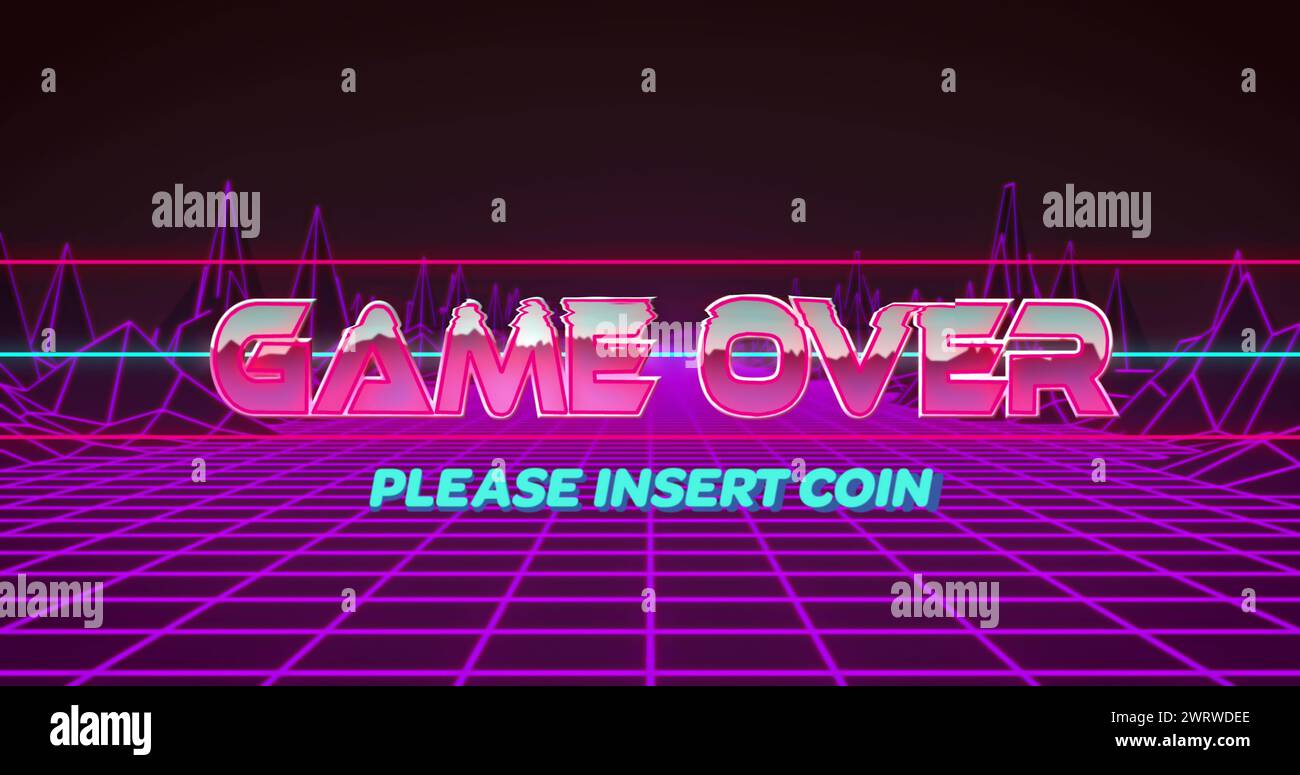 Image of game over text over mountains Stock Photo