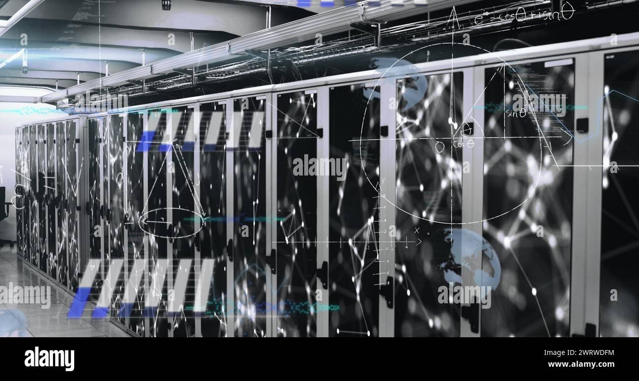 Image of data processing with statistics and connections over computer ...