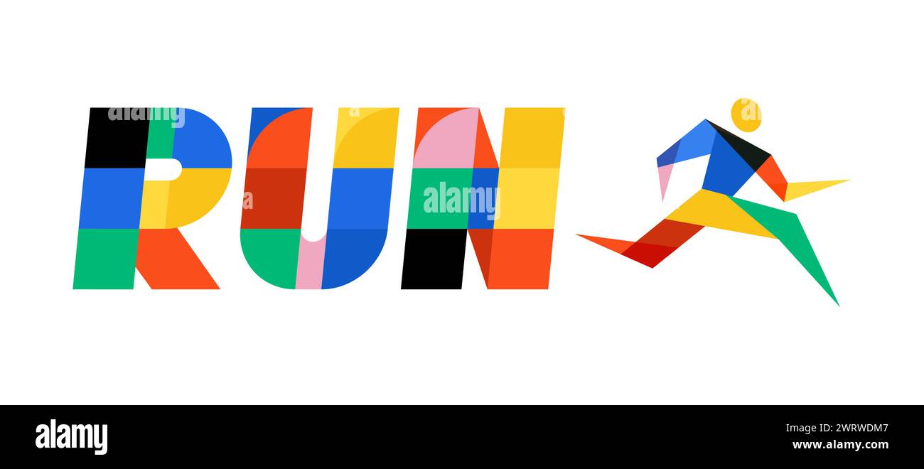 Run, Marathon concept design. Geometric colorful modern design Stock ...