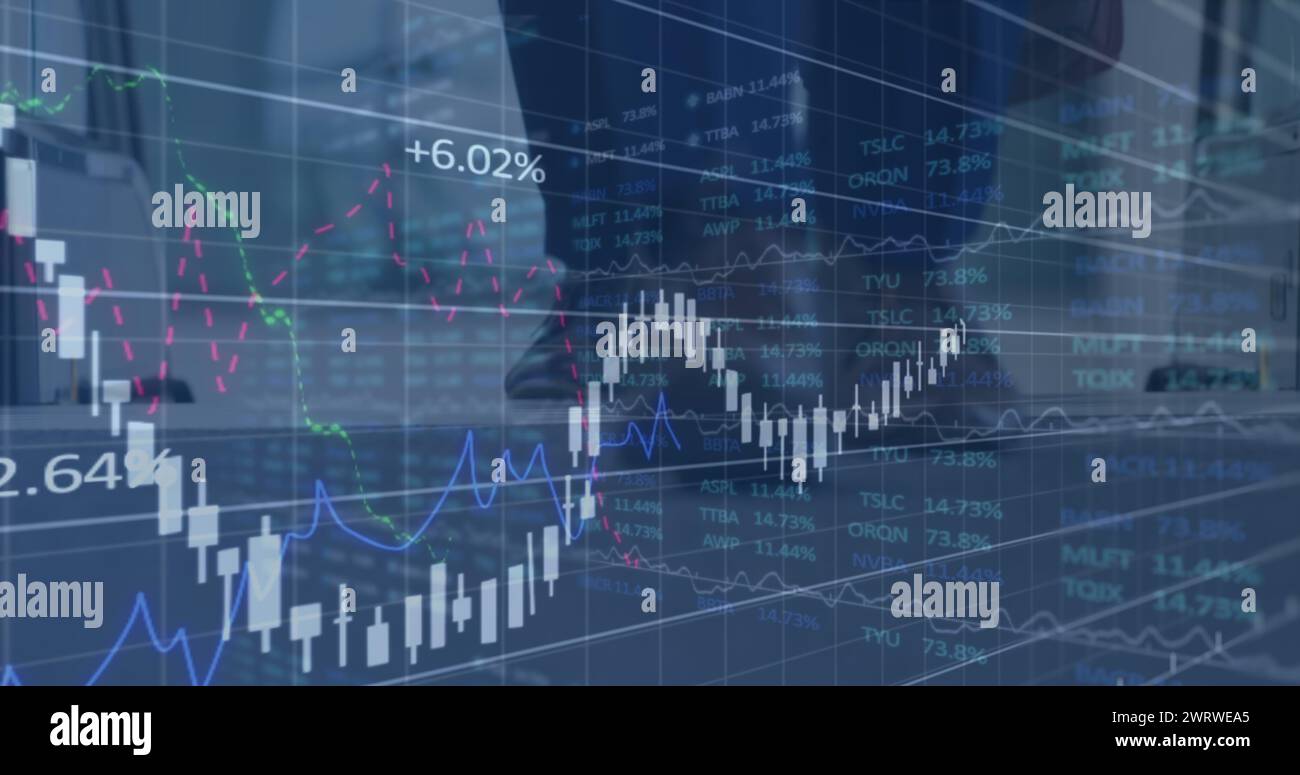 Image of data processing over diverse business people walking Stock ...
