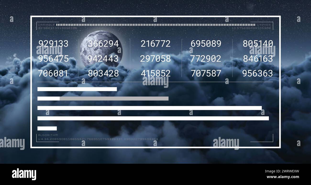 Numbers Cloud Graph Image of numbers and data processing over clouds Stock Photo - Alamy