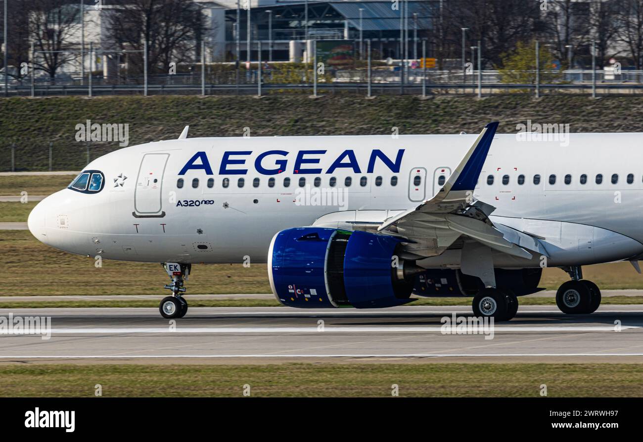 Ein Airbus A320 271N von Pegasus Airlines landet auf der Sudbahn des Flughafen Munchen. Immatrikulation des Airbus A320neo SX NEK. Munchen Deutschla Stock Photo Alamy