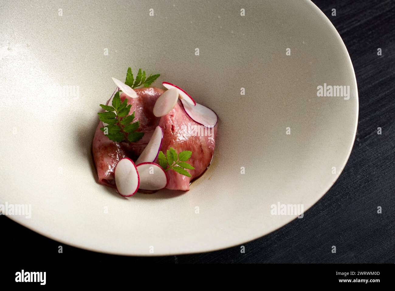 Japanese Raw Tuna Plated Dish Stock Photo