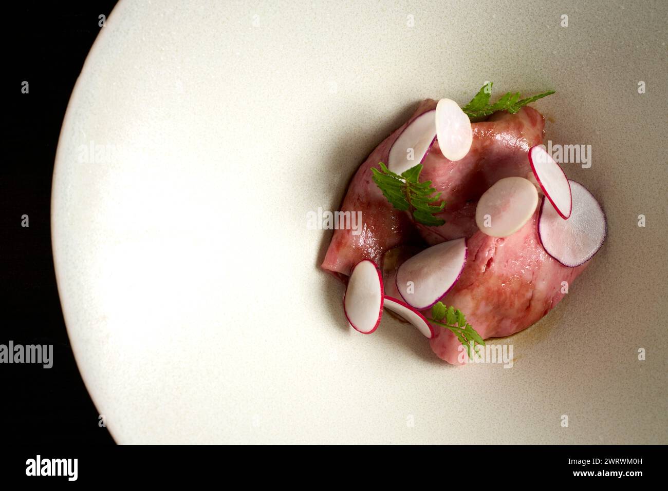 Japanese Raw Tuna Plated Dish Stock Photo
